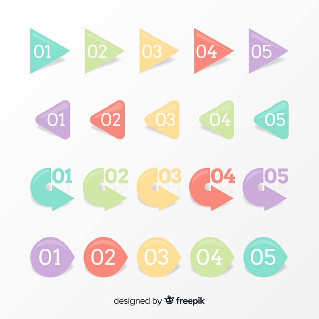 Pastel color bullet point collection