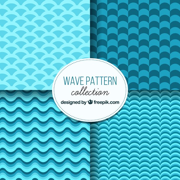 Patterns of blue decorative waves