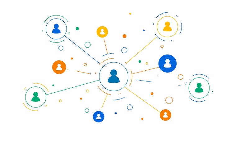 Gratis Vektor people connecting web network diagram background