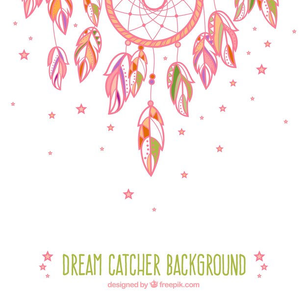 Pink hand drawn cute dream catcher background