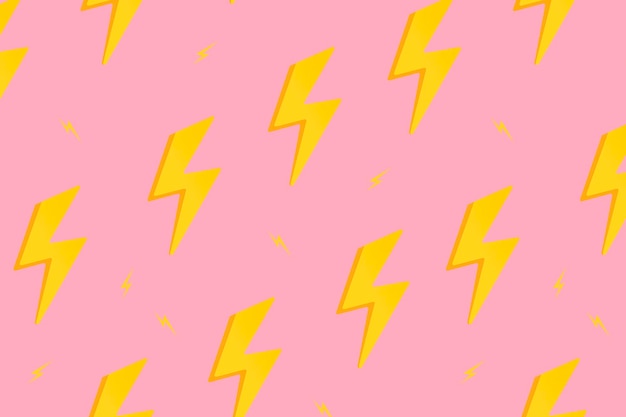 Pink pattern background wallpaper, lightning bolt illustration vector