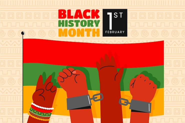 Gratis Vektor platt bakgrund för firandet av black history month