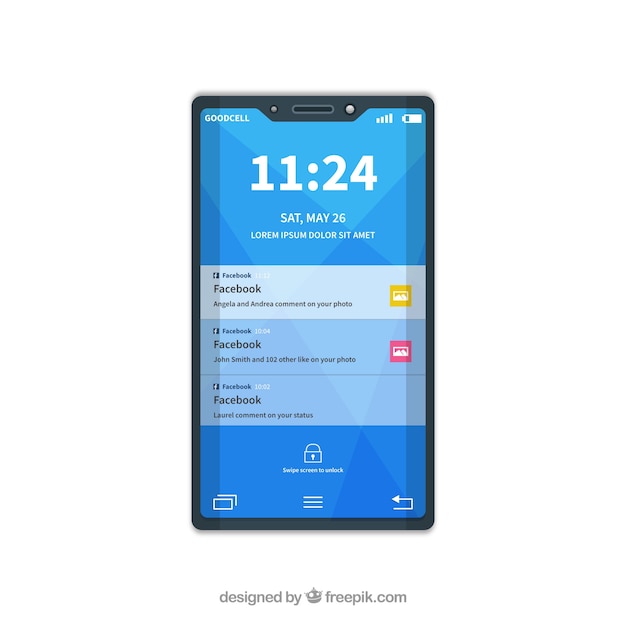 Platt mobil med Facebook-notiser