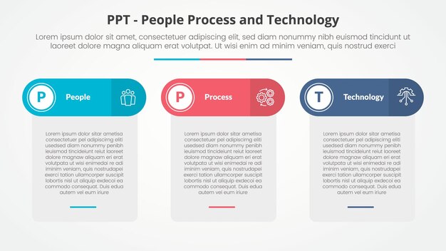 ppt framework infographic concept for slide presentation with table box and round header with 3 point list with flat style
