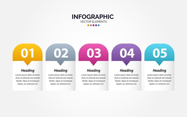 Professional 5 options Horizontal Infographic with icon 5 options processes