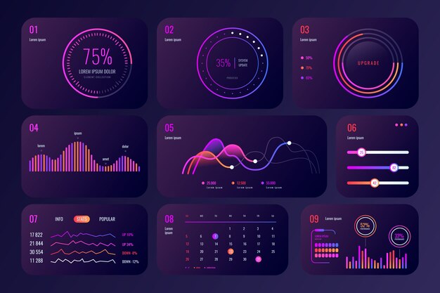 Professional dashboard element collection