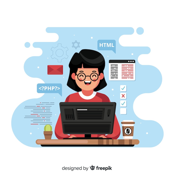 Gratis Vektor programmer working with php