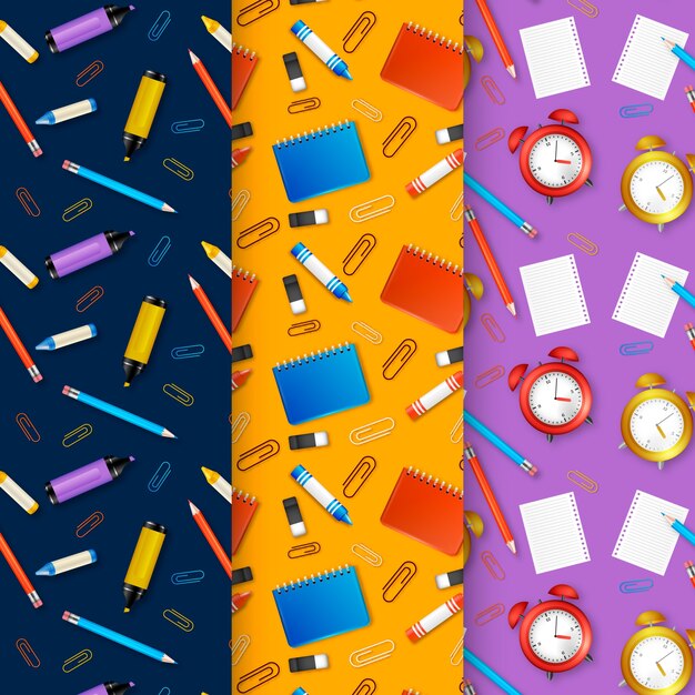 Realistic back to school pattern design