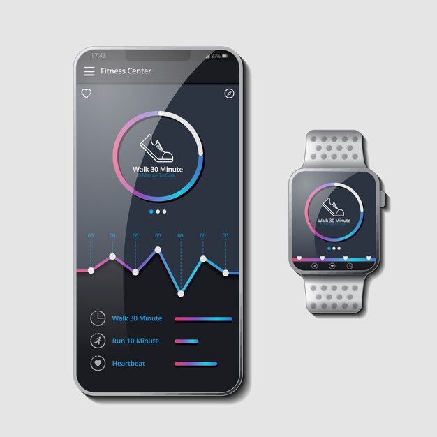 Realistic fitness trackers concept