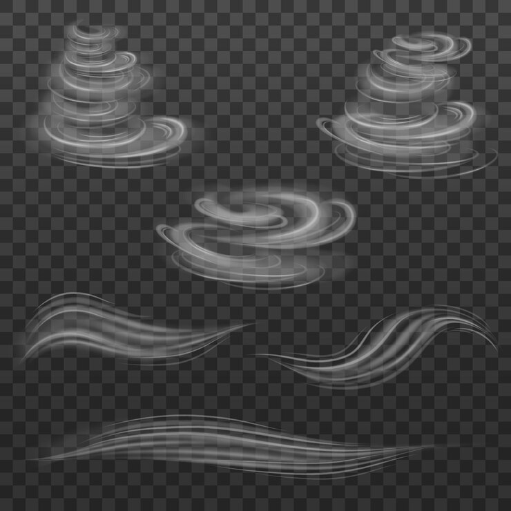 Gratis Vektor realistic wind swirls vector with white color set
