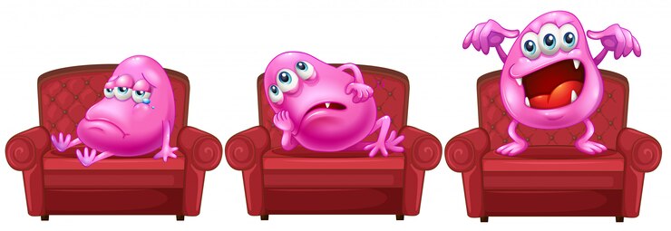 Gratis Vektor red chairs with pink monsters