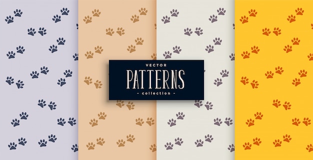 repeated dog or cat paw print pattern set