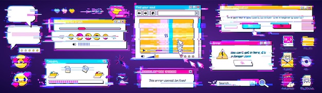 retro computer interface with glitch effect