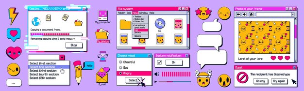 retro computer screen interface windows frames