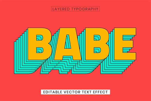 Retro layered word editable vector text effect template