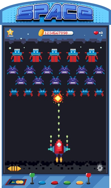 Retro pixel space game interface