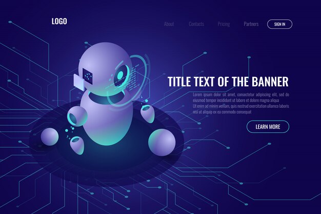 robotics technology, machine education and artificial intelligence ai isometric icon