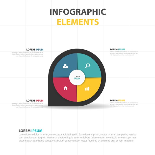 Round infographics with four colors