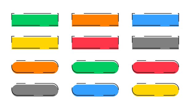 sæt af farverigt web knapelement ikon design vektor