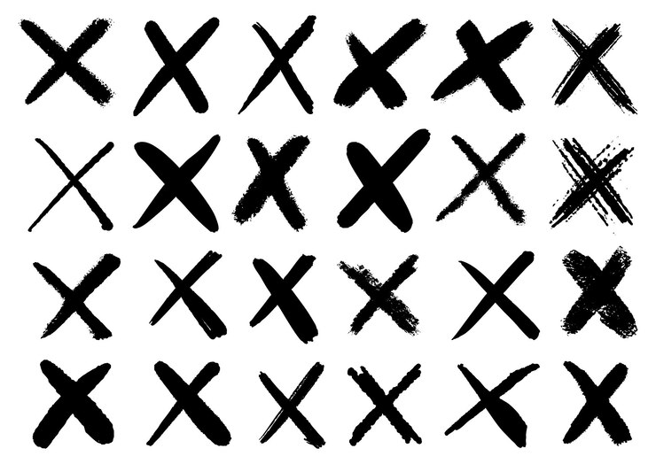 Gratis Vektor samling af håndtegnede krydser i grunge-stil
