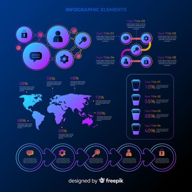 Samling av infografiska element med lutning