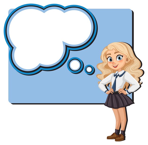 schoolgirl with thought bubble