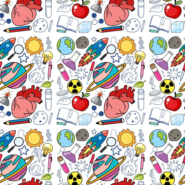 Science Objects and Icons Seamless Pattern