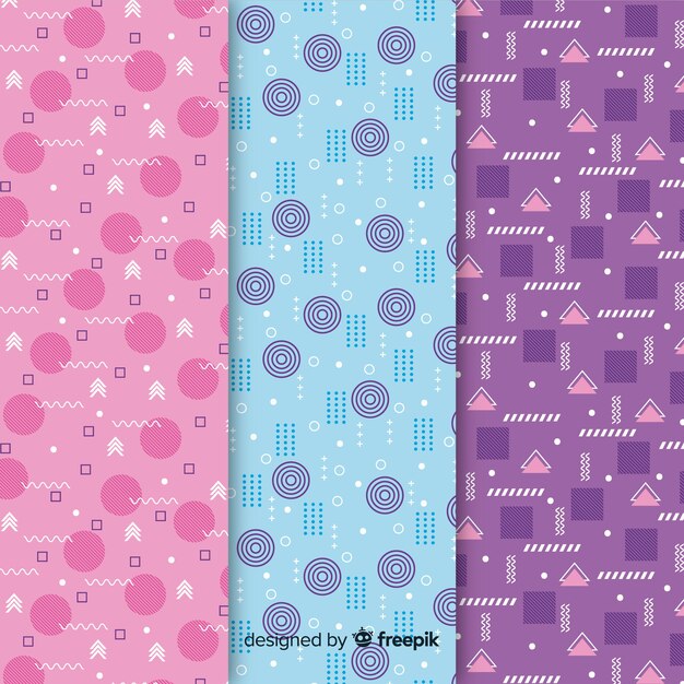 Seamless memphis pattern pack