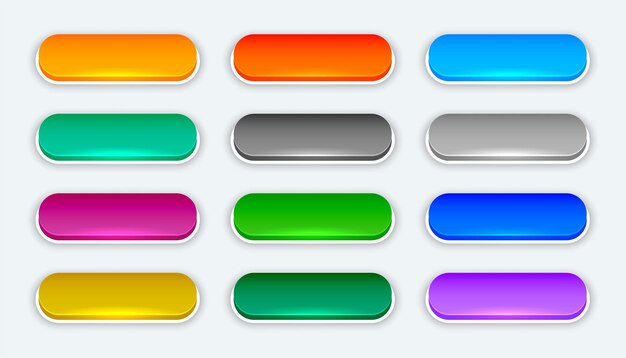 set of 3d empty rectangular web button sign design