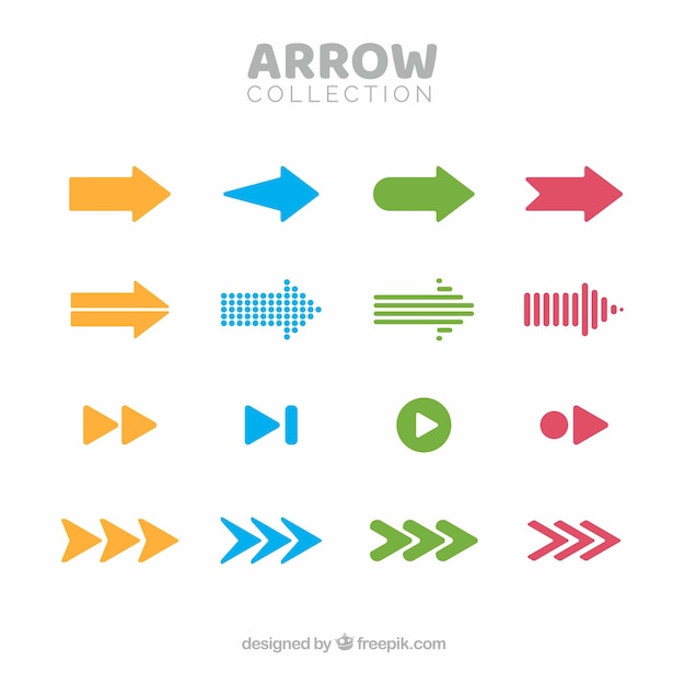 set of colorful arrows to mark in flat style