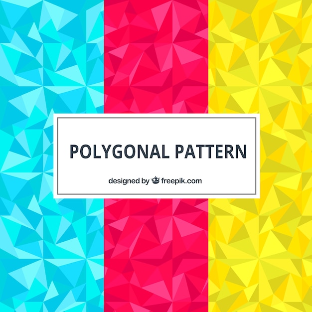 Set of colorful polygonal patterns
