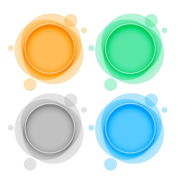 set of colorful round shape element frame design