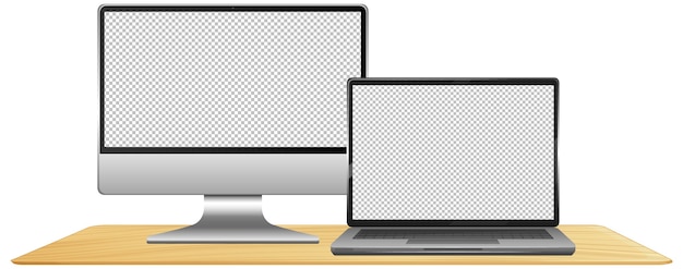 Set of computers with blank screens
