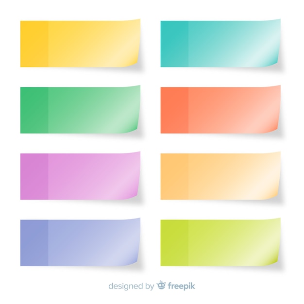 set of eight post notes in realistic style