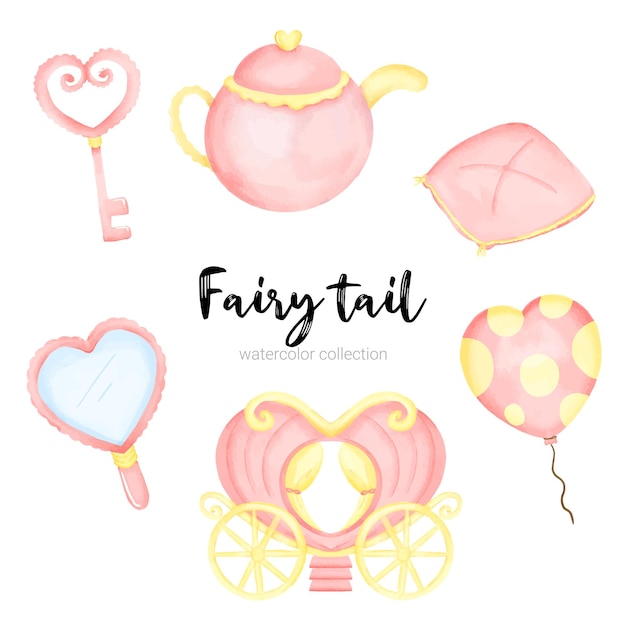set of fairy tale characters mythological objects element