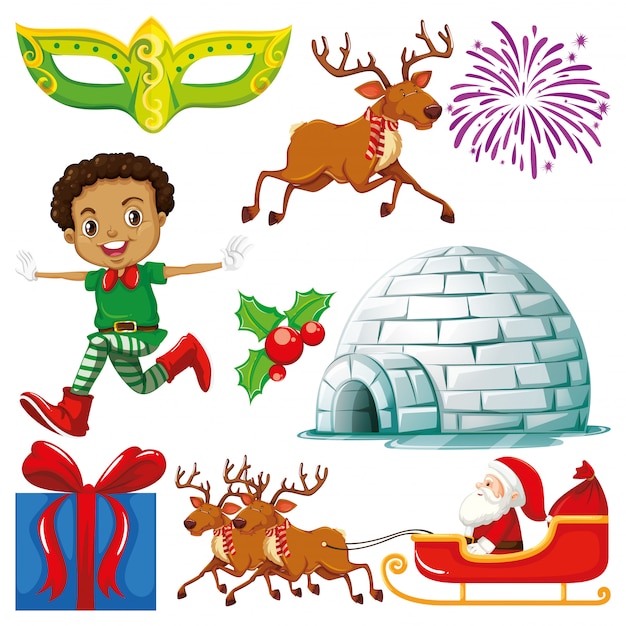 Set of isolated objects of christmas theme