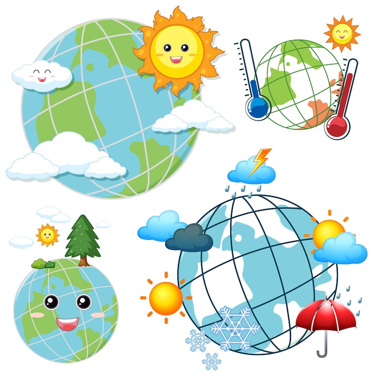 Gratis Vektor set of weather and earth globe icons