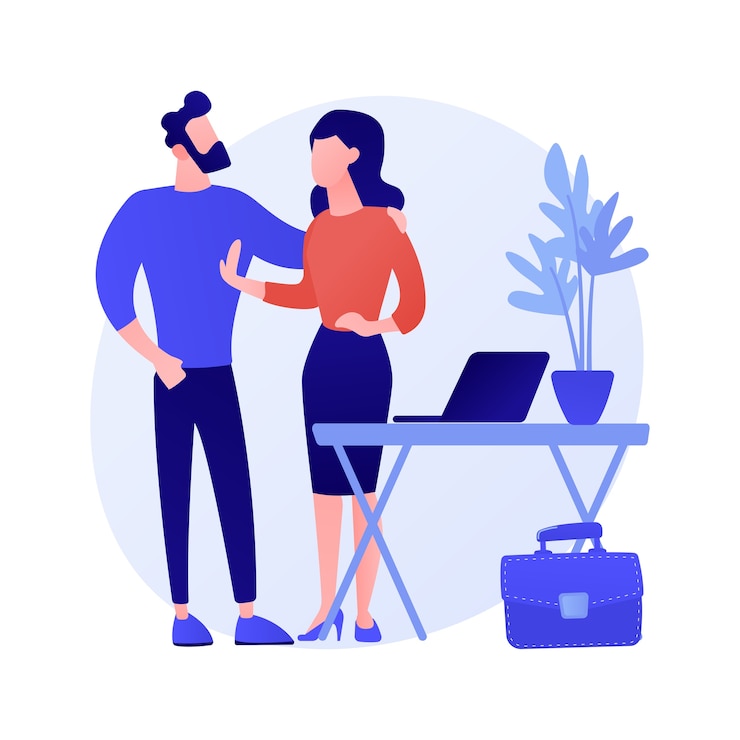 Gratis Vektor sexual harassment abstract concept vector illustration. sexual bullying, abnormal labor relationship, abuse and assault, harassment relationships, online social interactions abstract metaphor.
