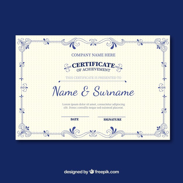 Skabelon til certifikat med ornamental kant