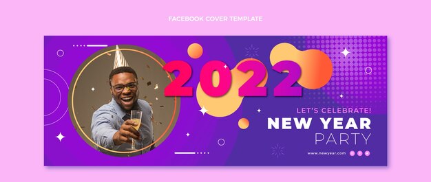 Skabelon til cover på sociale medier med gradient til Nytår
