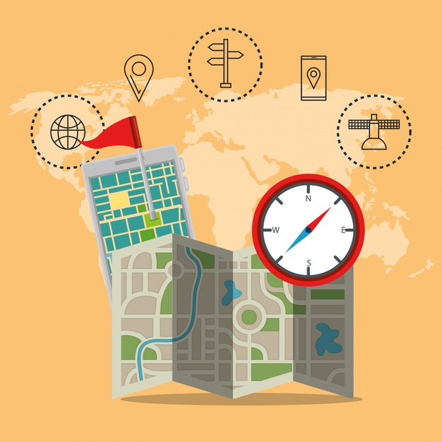 Smartphone med GPS-navigations app