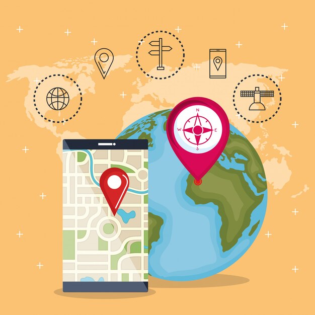 smartphone with gps navigation app