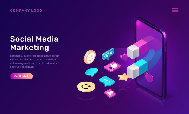 Social media marketing, viral mms isometric