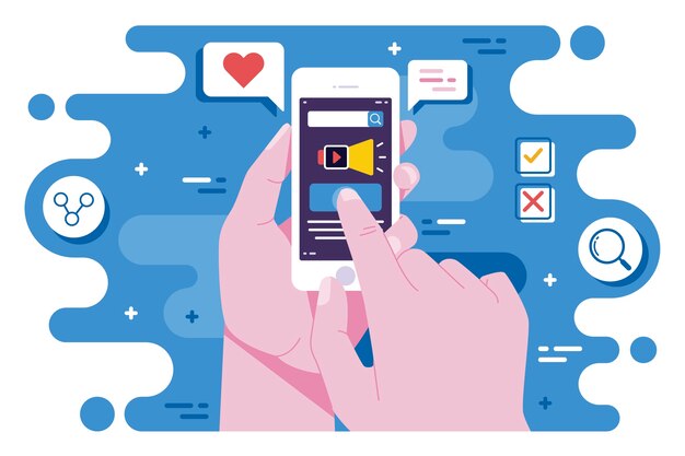 Sociale medier marketing mobiltelefonkoncept