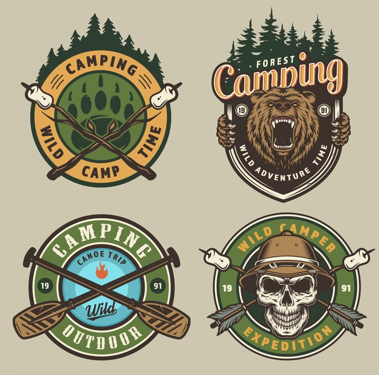 Gratis Vektor sommer eventyr vintage emblemer