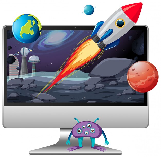 space scene on computer desktop background