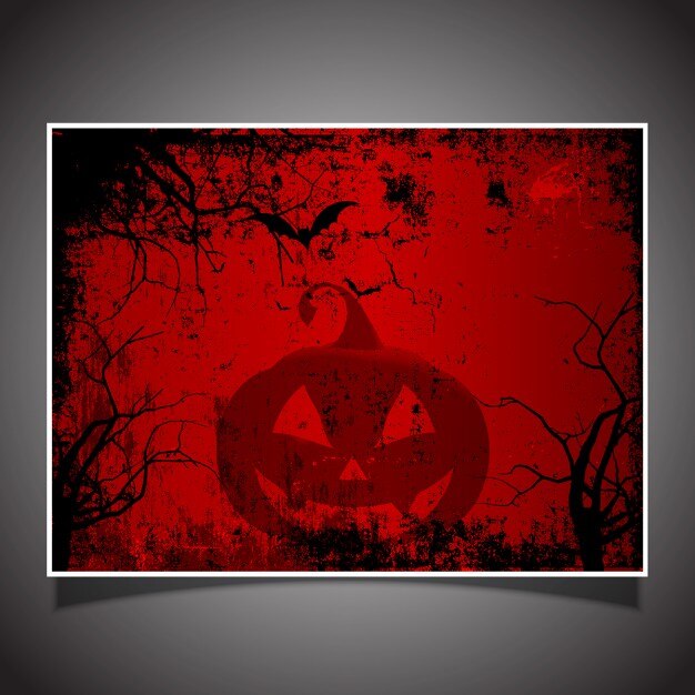 Gratis Vektor spooky halloween card with a grunge effect