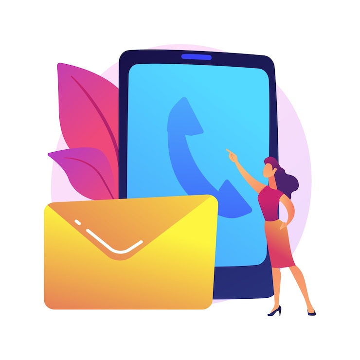 Gratis Vektor staying in touch. modern communication means, phone calls, letters and emails. person contacting friends and customers via email, encouraging feedback 