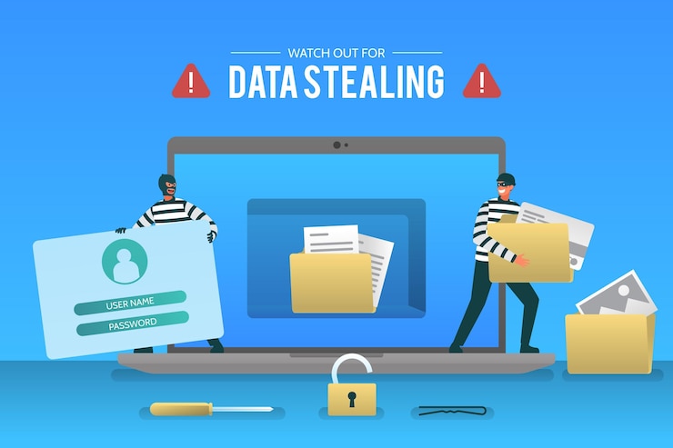 Gratis Vektor steal data cyber attack concept