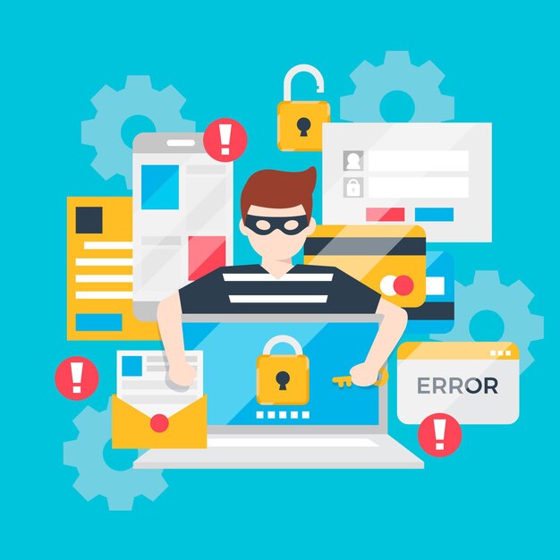Steal data cyber attack concept